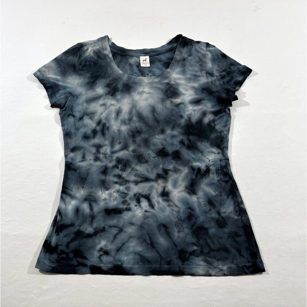Peruvian Connection Blue Tie Dye Boho Scoop Neck Tee T-shirt Cotton Gypsy Sz M
